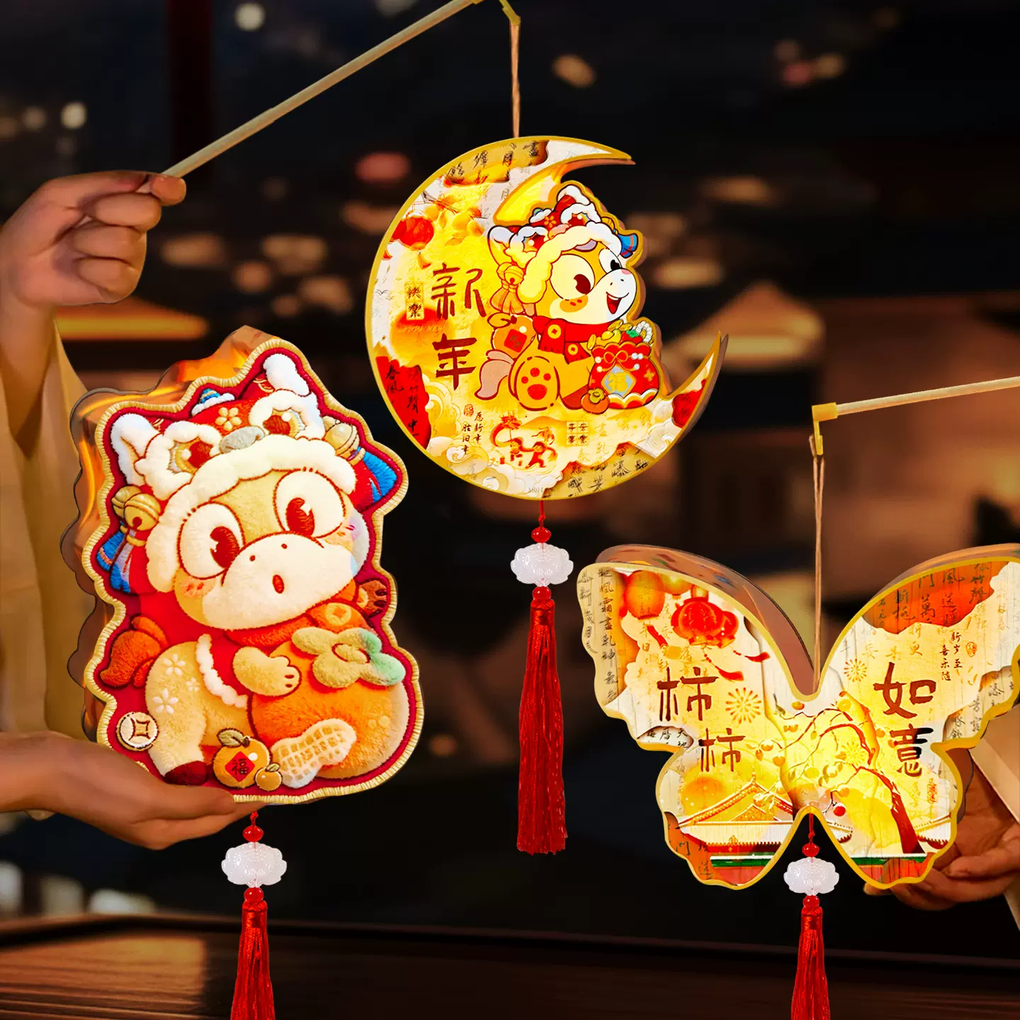 2026马年发光手提灯笼儿童diy手工材料包新年春节吉祥物元宵装饰