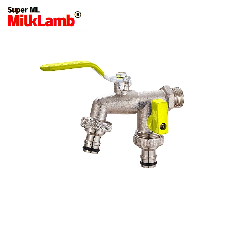 Трансграничная специальная садовая двойная водосборная насадка из цинкового сплава, одна в двух, двойной ниппель, ленточный кран [Желтый]