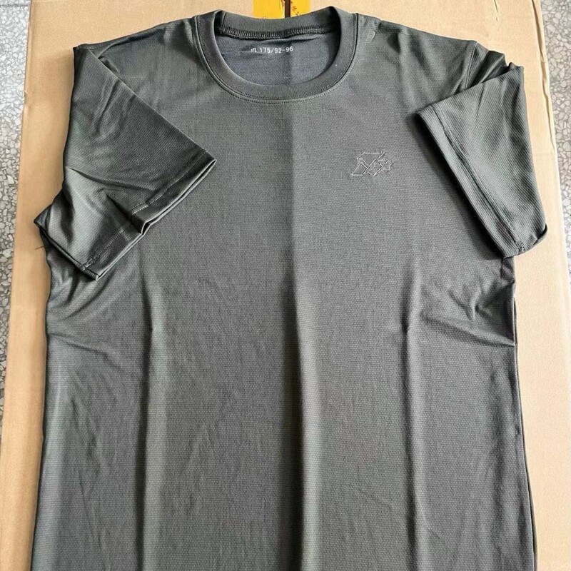 Junxu Gray Patrol Summer Intimates One-Way Moisture-Wicking Short-Sleeved Round Neck Shirt Moisture-Absorbent Quick-Drying Men's Sports T-Shirt Anti-Static