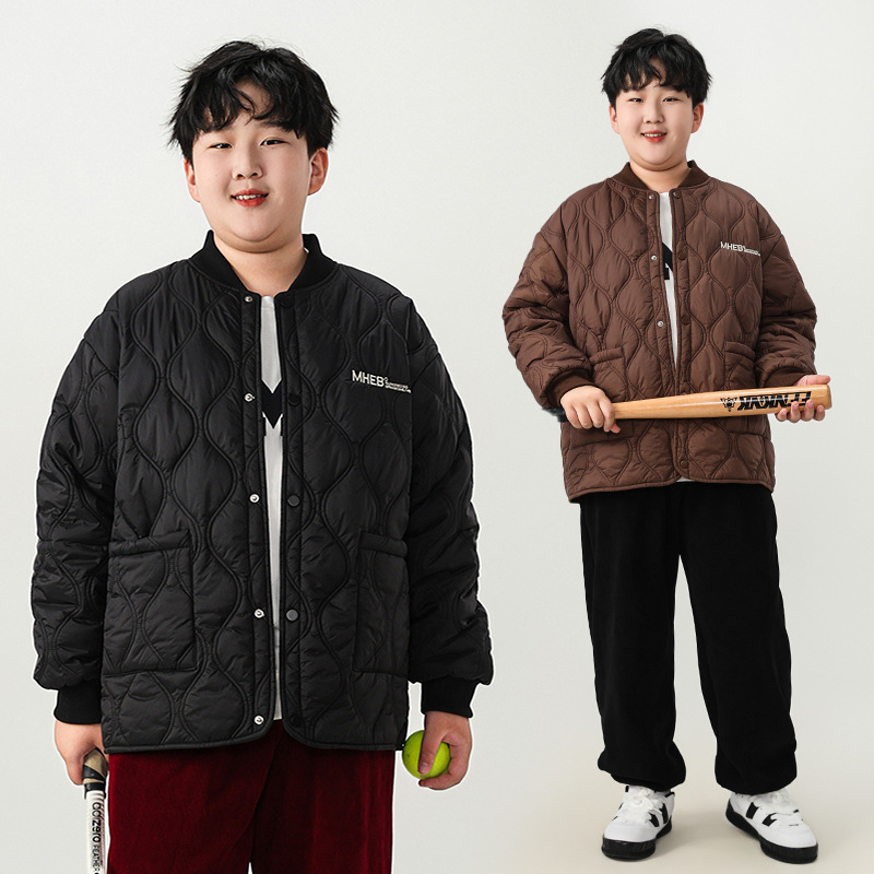 Fat Boy ropa de algodón acolchada para niños Delgado uniforme escolar artefacto ropa de algodón acolchado forro gordo ropa para niños ropa de invierno para niños ropa delgada de algodón acolchada más tamaño