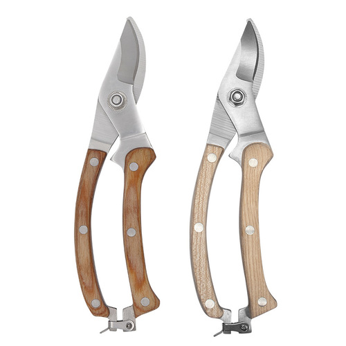 Manufacturer wholesale pruning scissors, gardening tree branch and fruit branch scissors, wooden handle gardening scissors