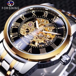 New forsining European and American Style Men's Fashion Casual Waterproof Hollow Watch Automatic Mechanical Watch