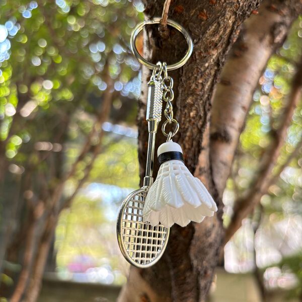 small tennis keychain for badminton for keys with zipper