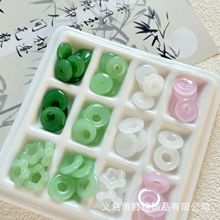 玻璃仿玉平安扣串珠吊坠首饰品 手工DIY项链坠子手链服饰配件批发