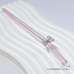 灵动蝴蝶玻璃吸管高硼硅彩色耐高温非一次性可爱简约高颜值加长款