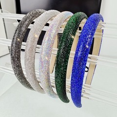 2024新款名媛風超閃滿鑽發箍增高顱頂顯臉小簡約時尚細邊頭箍髮飾