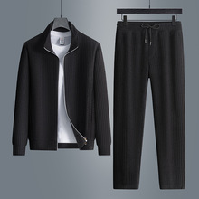 男士夹克衫休闲套装秋冬新款中青年时尚休闲长裤户外潮流两件套男