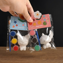 儿童画石膏娃娃涂色颜料源头好价自制Kitty手工创意绘画玩具摆摊