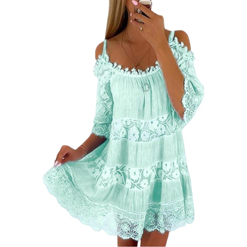 Vestido europeo y americano de estilo princesa de Amazon transfronterizo Falda con tirantes de encaje Vestido suelto de color sólido de moda image 1