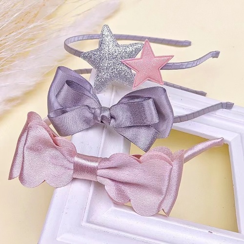 20912 Sweet children's headband set, silk bow hairpin, sequined star headband three-piece set