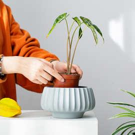 中温陶瓷花盆定制德化源头厂家批发大尺寸盆饰碗型花盆跨境货源