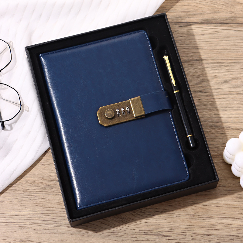 Cuaderno al por mayor A5 retro contraseña libro con cerradura Diario Negocio creativo trabajo manual mano impreso logo