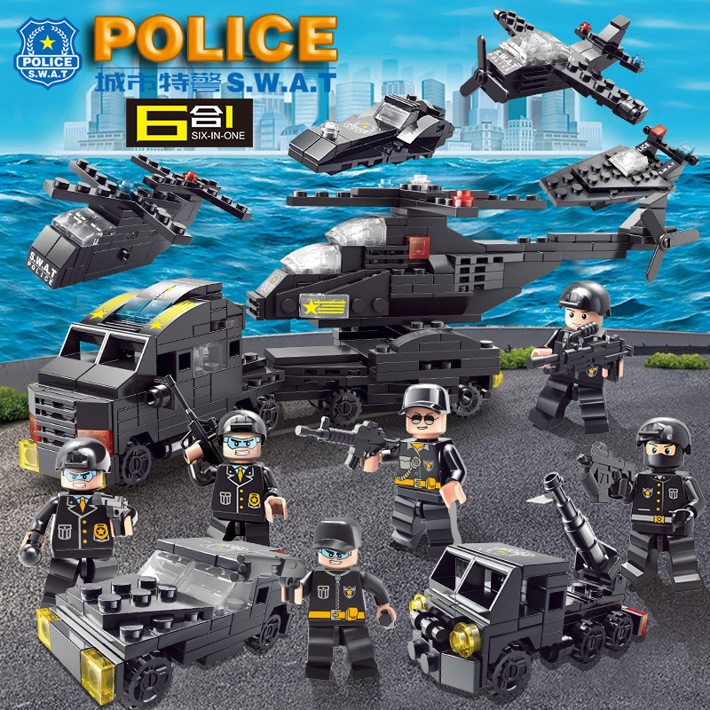 Entrega de una sola pieza compatible con bloques de construcción altos juguetes para niños ensamblados portaaviones militar pequeña partícula juguetes educativos campus para hombres