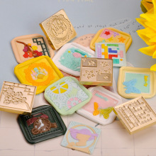 方形文艺火漆印章单头欧式复古印章正方形3厘米印章烙印信封装饰