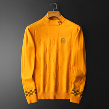 欧洲站冬季男士半高领羊毛衫潮牌时尚修身加厚毛衣打底针织衫线衣