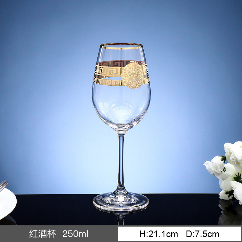 Tazas de vino de cristal sin plomo importadas de la República Checa, tazas de vino europeas caseras de lujo con vinos de oro
