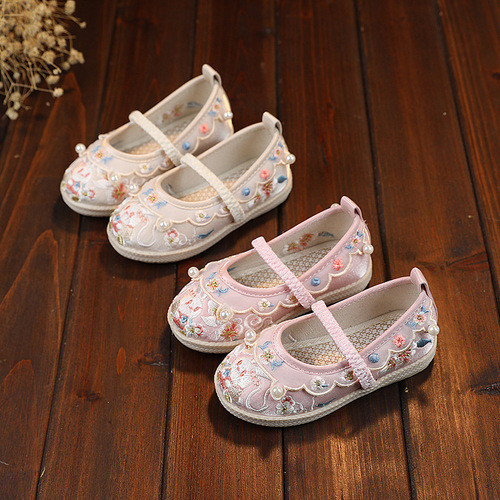 Children's Hanfu Shoes for Girls,  New Spring and Autumn Ancient Style Embroidered Shoes, Princess Children's Costume Shoes, Han Style Shoes, Fabric Shoes