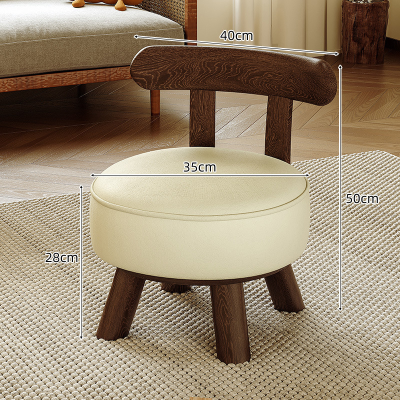 Taburete de madera maciza respaldo silla pequeña taburete de sala de estar simple taburete bajo taburete redondo taburete de zapatos