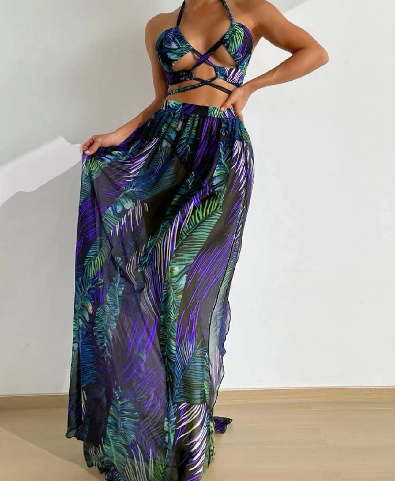 Women's Tropical 3 Pieces Set Tankinis Swimwear display picture 3