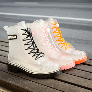 Factory Direct short rain boots Women's waterproof shoes transparent rubber shoes jelly mid-calf non-slip adult Korean rain boots foreign trade