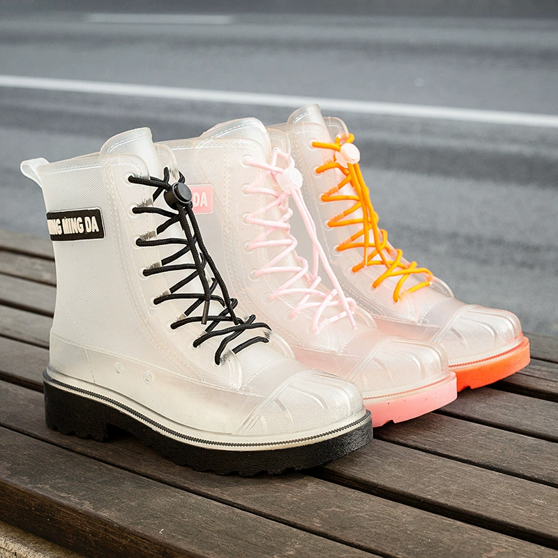 Прямые короткие резиновые сапоги с фабрики, Женская непромокаемая обувь, прозрачная резиновая обувь, Желейная нескользящая обувь до середины икры, взрослые корейские резиновые сапоги, внешняя торговля