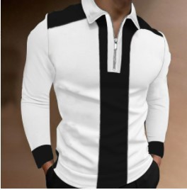 Tendencias de la moda europea y americana primavera y otoño hombres urbanos 3D cremallera de manga larga POLO soporte para pedir logo