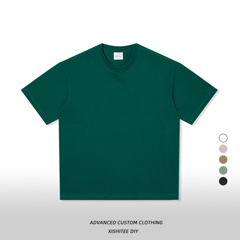 Camiseta blanca de manga corta de algodón puro para hombre, talla europea y americana extragrande de 280 g, personalizada, moderna y fresca para el verano. image 18