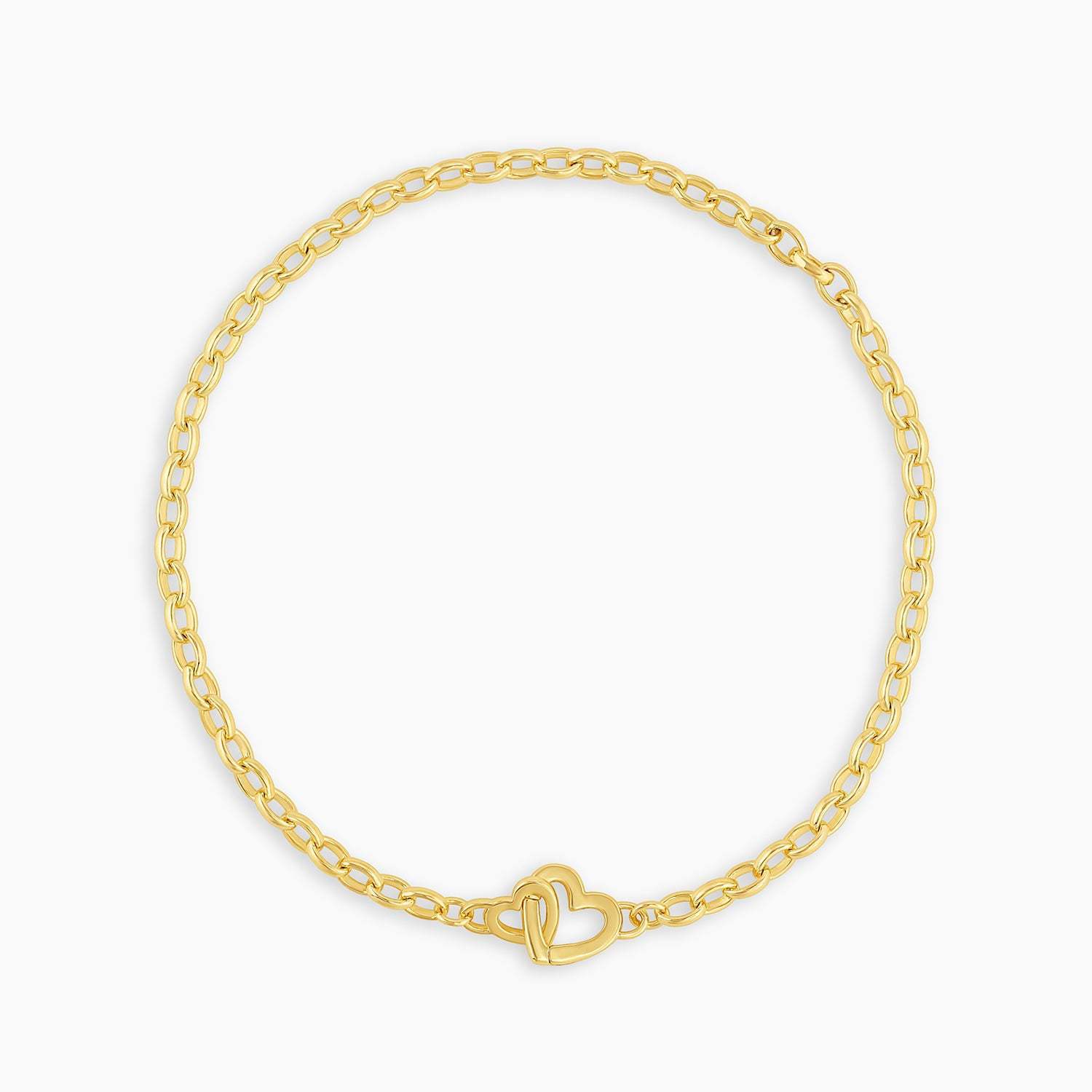 Collar Clip Doble en Forma de Corazón, Bañado en Oro, Diseño Minimalista