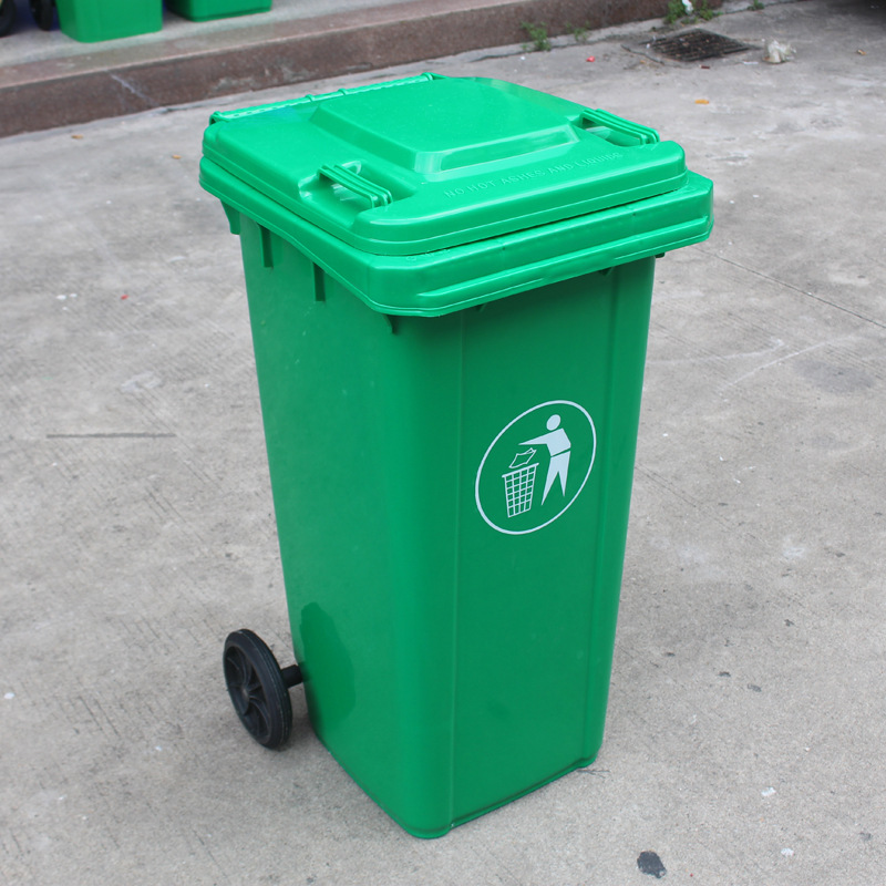 工厂直批加厚塑料120升翻盖垃圾桶 手推式户外环卫桶垃圾分类桶