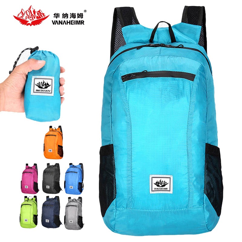 Mochila deportiva al aire libre al por mayor mochila plegable portátil simple a prueba de salpicaduras bolsas de piel cómodas y livianas