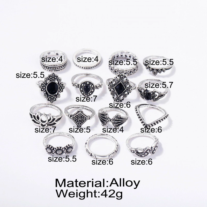 Ring Set, Silver 15-Piece Diamond-Accented Wedding Bands, Simple Elegant Design