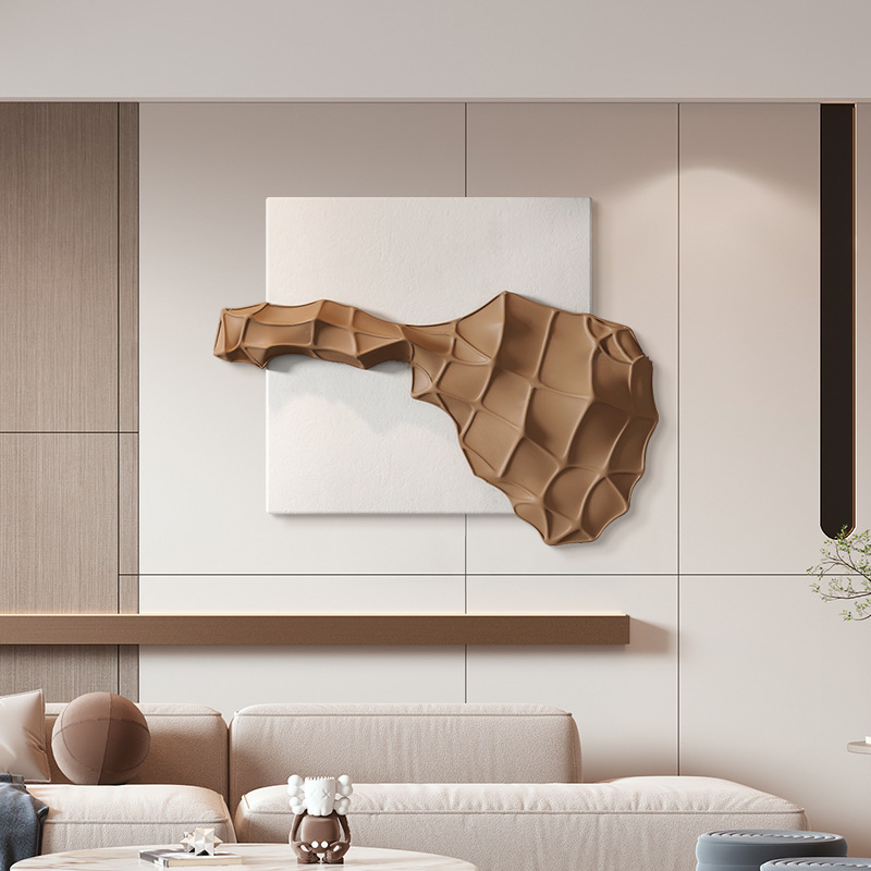 现代客厅背景墙装饰画设计师3D立体浮雕挂画轻奢入户玄关楼梯壁画