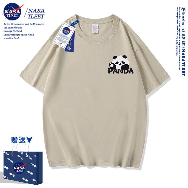 NASA-со брендовая новая милая национальная драгоценность панда стильный бренд с принтом детская/модная одежда лётний универсальный стиль ins топы крутые