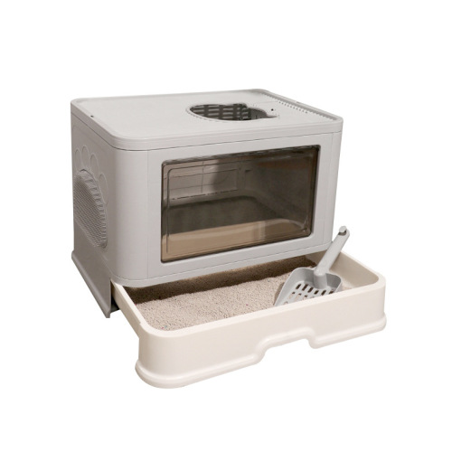 Pet Cat Litter Box Extra Large Enclosed Fully Enclosed Drawer Style Foldable Cat Toilet Dog Brushing Cat Supplies
