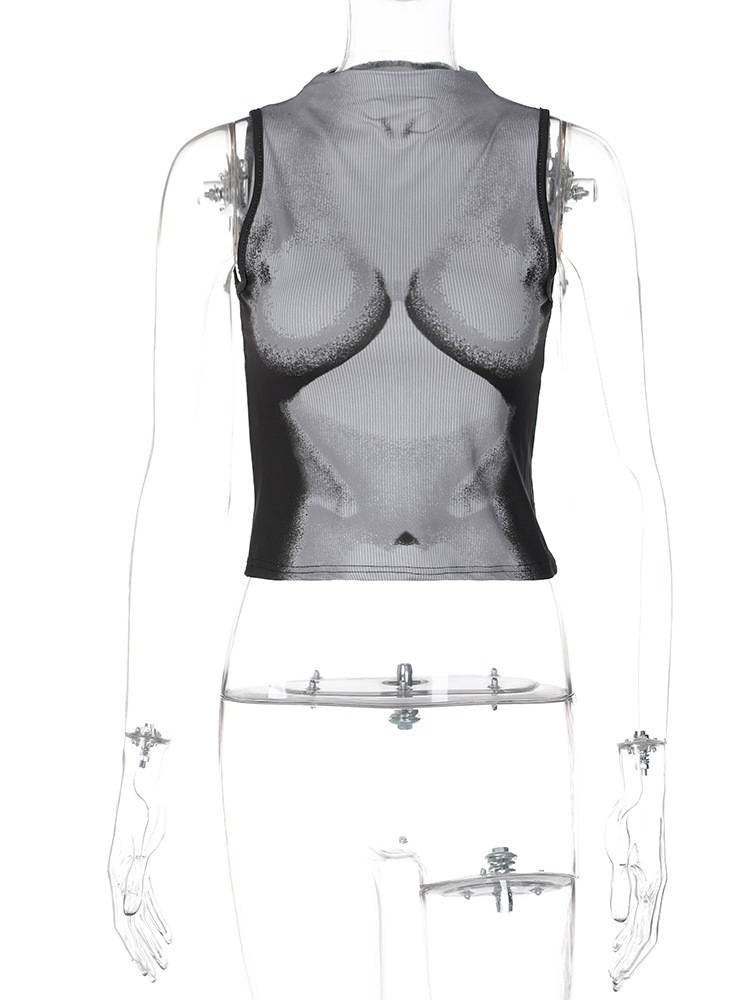 Title 10, Top senza maniche corto con scollo rotondo da d...