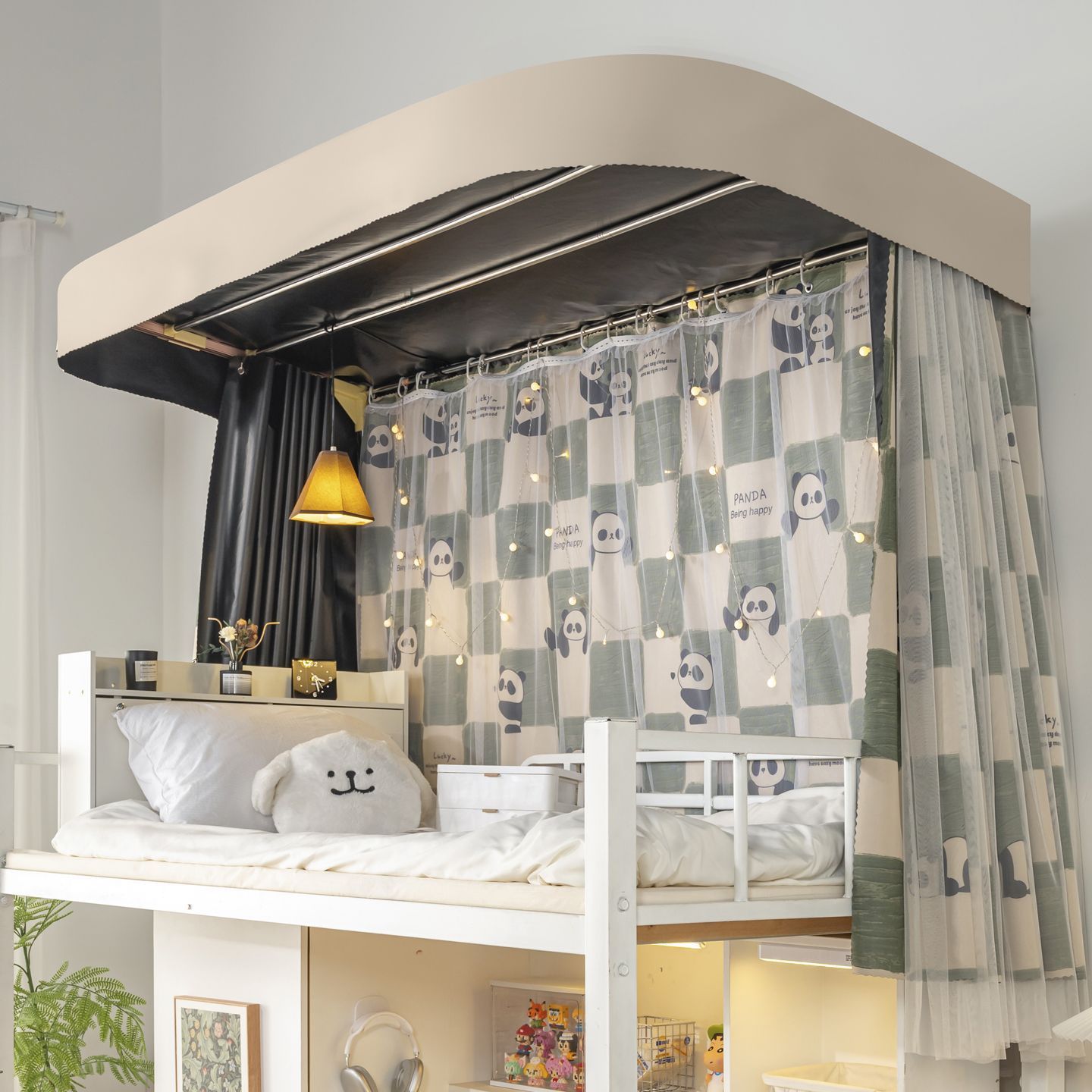 Cortina de cama especial en forma de U para dormitorio de estudiantes universitarios cortina de sombra fuerte cortina de riel deslizante cortina de dormitorio tela de envoltura