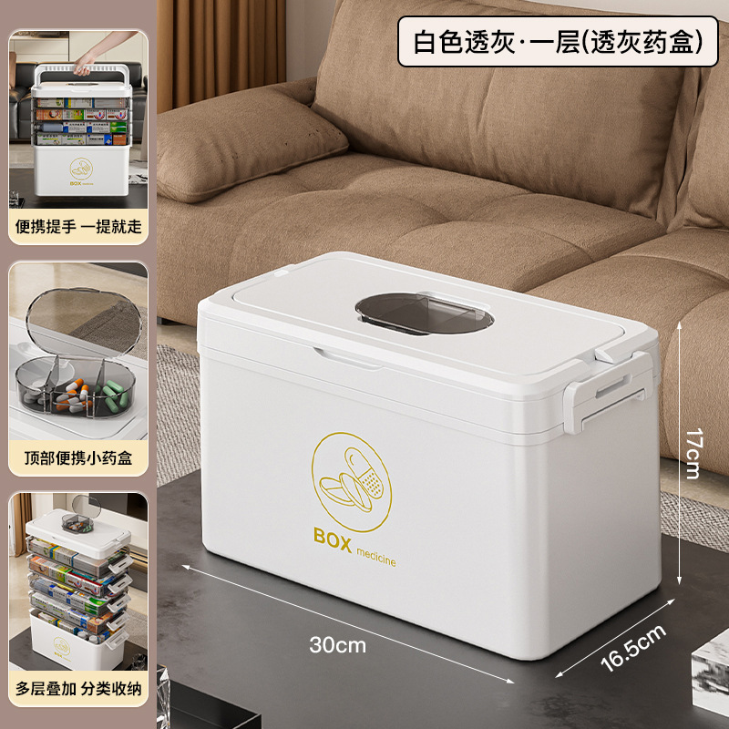 Caja Organizadora de Medicamentos de PET Multicapa Portátil para Hogar