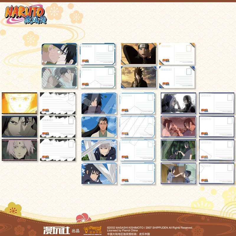 Почтовые открытки (Naruto) набор классических сцен — лицензированная коллекционная серия, 12 дизайнов, глянцевые принты