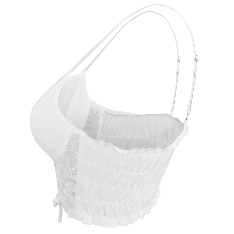 Francés dulce puro deseo correa de encaje universal chaleco giratorio sexy transpirable hermosa espalda desmontable chaqueta de envoltura de pecho