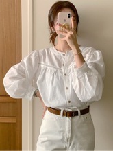 韩国东大门2024新款女装Chic拼接镂空花边百搭衬衫甜美春秋纯色