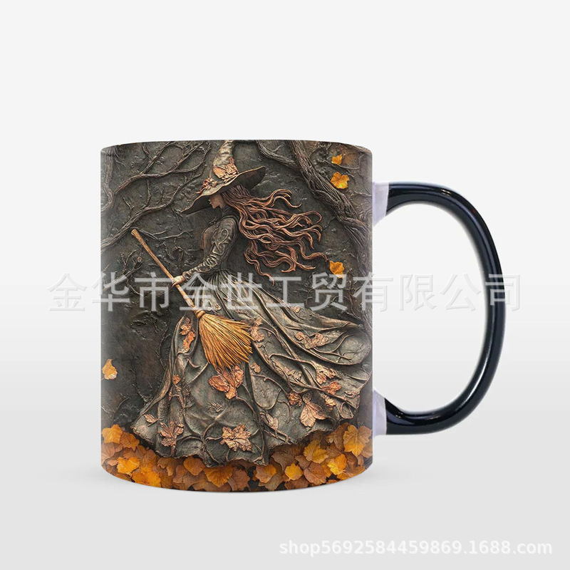 跨境女巫咖啡杯万圣节新奇马克杯时尚陶瓷万圣节马克杯|undefined