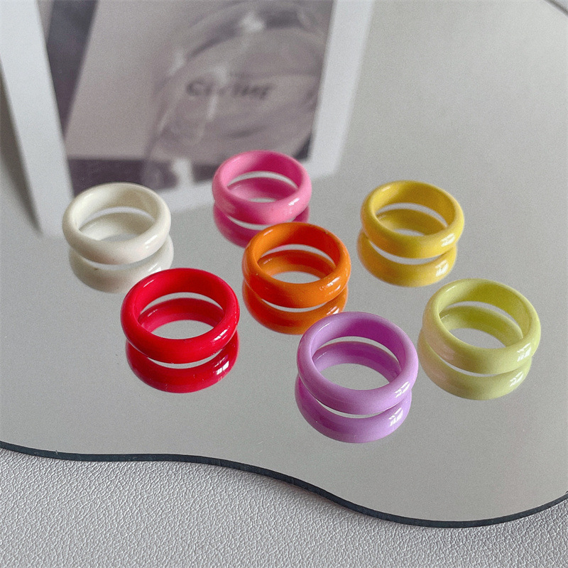 1 Jeu Style Simple Cercle Nouer Plastique Résine Polissage Femmes Anneaux display picture 5