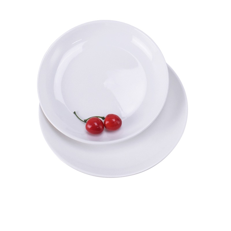 Restaurante plato doméstico plato de arroz piel fría Gong Placa de pastel Placa de polvo de salchicha plato de fruta de cerámica de magnesio blanco puro plato hondo