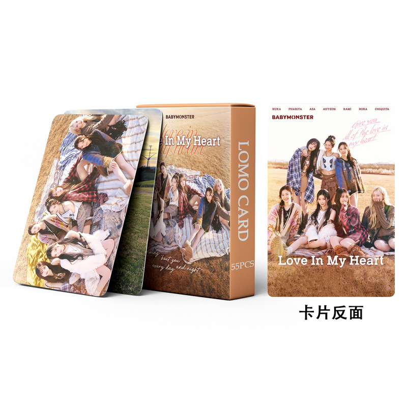 A Large Number of 55 Babymonster Small Cards in Stock, Collection Photos, Star Kpop Peripheral Lomo Cards