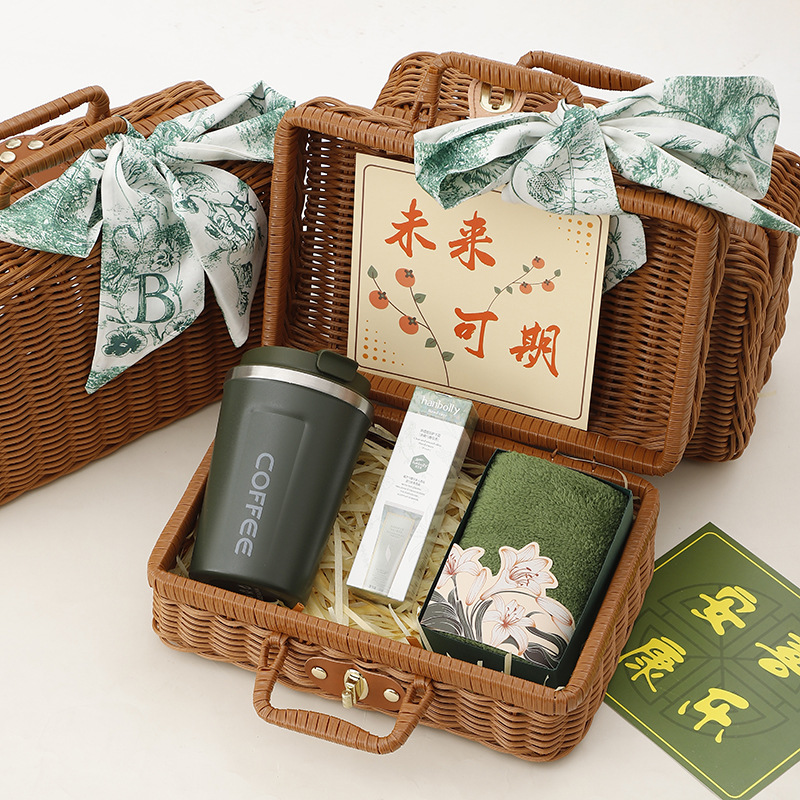 Festival de la diosa Sanba regalo práctico de gama alta cesta de ratán creativa caja de regalo empresa apertura tienda celebración actividad Group Building regalo