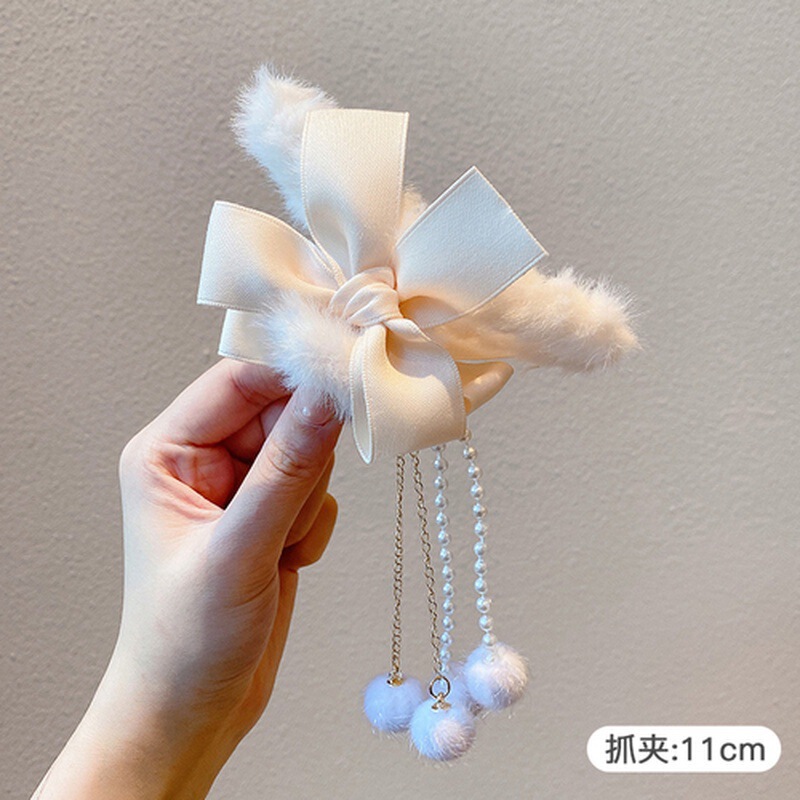 抓夹大号发量多发夹秋冬高级感后脑勺盘发鲨鱼夹子头饰毛绒发卡女|undefined