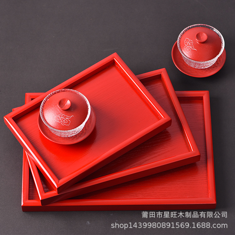 Estilo chino de madera placa roja boda tostadas Elder bandeja de té fruta seca caramelo bandeja de madera suministros de boda descuento