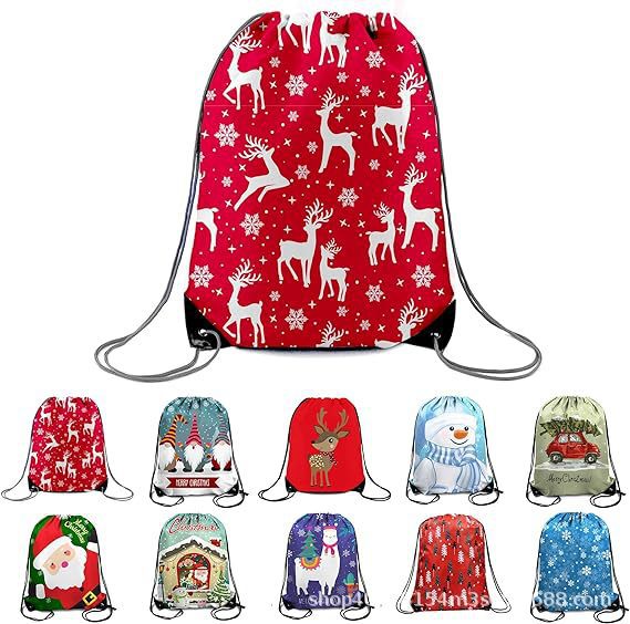 圣诞节十四双肩抽绳背包袋子便携收纳袋涤纶手提抽绳袋束口袋