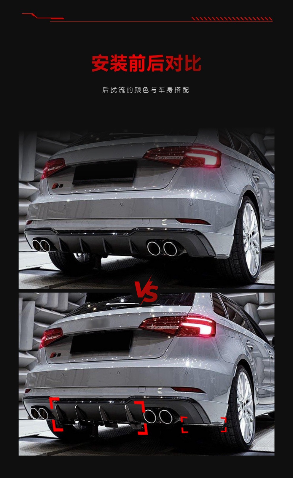 Applicable to 2017-2020 Audi A3 S3 8V hatchback version Hatchback tail lip rear blade spoiler modification parts