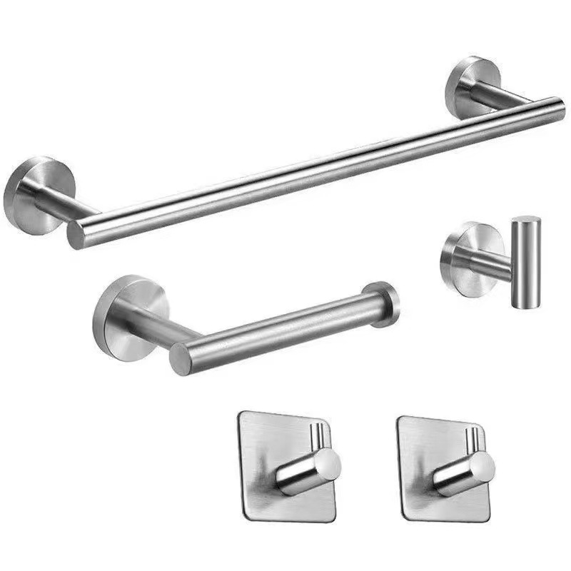 Cross-border 304 barra de toalla de acero inoxidable conjunto negro sin perforación de baño accesorios de baño gancho de toallas de baño
